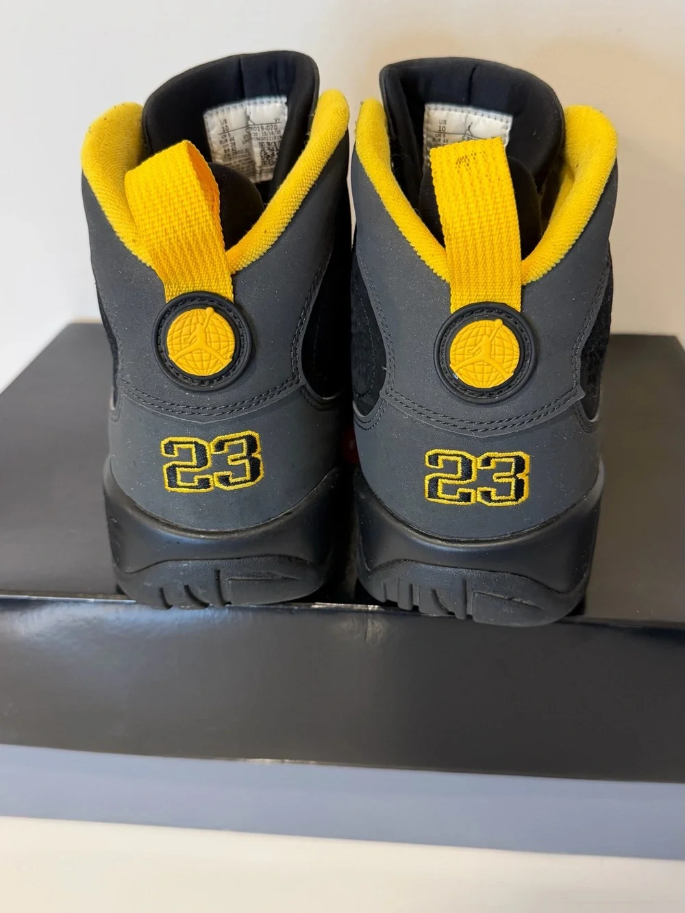 Size 10 - Air Jordan 9 Retro Dark Charcoal University Gold (CT8019-070) Clean
